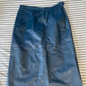 Vintage Blue Leather Skirt